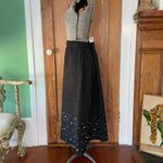 NWT Joh. Willis Black Textured A line Midi Skirt Pearl & Rhinestones Sz L 💚🎀 Size L Photo 4