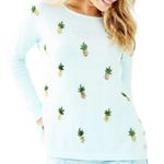 Lilly Pulitzer  Whisper Blue "Caralyn" Sweater with Sequin Pineapples size Medium Photo 0