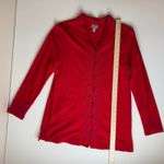 J Jill Womens Button‎ Down Embroidered Shirt in Red Sz S Flowy Oversized Holiday Photo 9