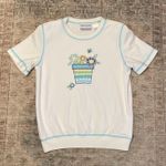 Alfred Dunner Petite Vintage Alfred Dunner Top with Embroidered Flower Pot Photo 0