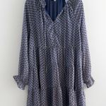 Karlie  Tiered Mini Dress Long Sleeve Ruffle Neck Geometric Print Large Photo 3
