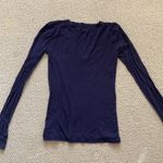 Forever 21 Bella Swan Fitted Long Sleeve Shirt Navy Blue Y2K Indie Sleaze V-Neck Cotton S Photo 7