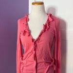 Anthropologie Leifsdottir Linen Pink Bow Ruffle Cardigan Tie Top Extra Small Photo 1