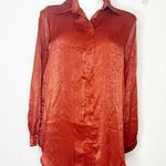 Pretty Little Thing Satin Bohemian blouse top XSMALL burnt orange long sleeve NWOT Photo 5
