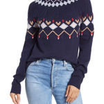 1901  navy point fairisle‎ crew neck sweater size S NWT $69 Photo 0