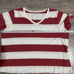 Old Navy Plus Women Red White Striped V-Neck Short Sleeve Crew Neck Tee Size XXL Photo 8