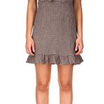 Sanctuary NWT  East To West Gingham Mini Dress - Brown Size Small Photo 0