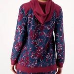 LOGO By Lori Goldstein LOGO Lounge Lori Goldstein floral zip front hooded sweatshirt jacket NWOT Photo 1