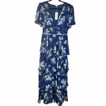 Baltic Born Montaigne Ruffle Chiffon Maxi Dress in Navy Blue Floral Photo 2