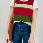 vintage slouchy boho minimalist knit tank top striped size xl Red Photo 1