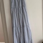 Sim & Sam Sin & Sam Light Blue Swiss Polka Dot Tiered Ruched Maxi Dress Size XSmall EUC Photo 4