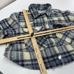 ZARA Shacket Women Large Cream Blue Plaid Cropped Jacket Wool Blend Button Front Photo 6