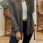 ZARA Knit Open Front Shawl Collar Draped Waist Tie Long Sleeve Cardigan Sweater Photo 1