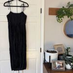 Ulla Johnson Orla Dress Midi Crushed Satin Plisse Size 6 Noir Black Crinkled Photo 10