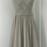 JJ's House New Size 4 Silver Gray V-Neck Lace Cocktail Bridesmaid Formal Dress Photo 1