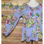 Valerie Stevens Ladies XL Purple Floral Long Sleeve Ruffle Blouse Top Tunic Photo 5
