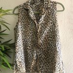 Sleeveless cheetah leopard animal print button up down shirt top intimates sleepwear or casual going out look Multi Size M Photo 0