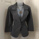 2000s Y2K Gothic Dark Academia Corporate Office Siren Core Fitted Gray Blazer Jacket two button front long sleeve Vintage Size 12 Photo 0