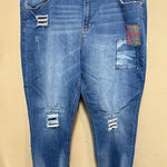 EV1 Alex Relaxed Vintage Jeans Womens Size 18 Distressed Patched Blue Denim Photo 0