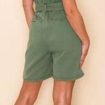 Ma Cherie Short Sleeve Belted Romper in Green Small Photo 1