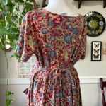 White Stag Vtg 90s Sz L 12/14 Maxi Cottage Prairie Dress Floral Tie Back Western Librarian Photo 3