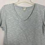 Lazy sundays  Striped Short Sleeve Gray & White Ruffle Hem Top Size Small Photo 2