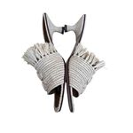 Tory Burch RAFFIA ELEANOR MULES KITTEN HEELS WITH EMBOSSED LOGO TAN SIZE 9.5 NEW Photo 3