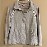 Lilly Pulitzer  Gray Quarter Zip Sweatshirt Lace Detail Women's Size S Photo 0