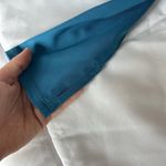 Move Theology Womens Large Long Sleeve Teal Cut Out Crop Top Gym Yoga Workout Blue Photo 3