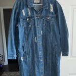Classic Blue Denim Longline Jacket Size M Photo 0