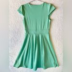 Mint Green Knit Skater Dress from ModCloth Cap Sleeves Pleated Skirt Yellow Star Photo 2