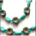 Czech glass aqua colored necklace and earrings set Photo 2