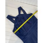 David's Bridal David’s Bridal Twist Y-Neck Halter Mini Fit & Flare Dress Pockets Navy Size 12 Photo 4