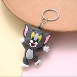 2pcs Cartoon Cat/Mouse Keychain Cute Animal Key Chain‎ Purse Bag Backpack Car Gray Photo 1