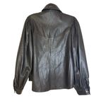 ZARA  Black Vegan Leather button up blouse puff long‎ sleeve, Medium Photo 3
