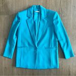 Alice + Olivia Shan Solid Oversized Satin Blazer - Ocean Blue - Size 4 Photo 2