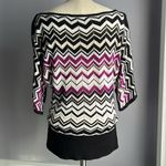 White House | Black Market black purple white chevron stripe sweater top Size XS Photo 2