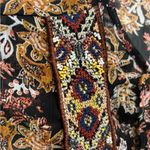 ZARA Chiffon Floral Semi Sheer Beaded Embellished Pleated Keyhole Top Medium Photo 3