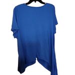 Patrizia Luca Blue Ruched High Low Short Sleeve Relaxed Womens Blouse Size Small Photo 5