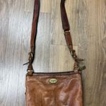 Fossil Vintage  Western Brown Cowhide Leather Crossbody Bag Purse Festival Hippie Photo 0