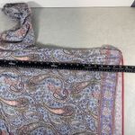 Talbots Top Small Blue Pink Paisley Blouse Tie-Neck Lightweight Summer Peasant Photo 7