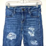 American Eagle Jegging Medium Wash Mid-rise Distressed Skinny Jeans Photo 2
