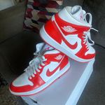 Nike Air Jordan 1 Mid White Habanero Red Photo 0