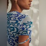 Urban Outfitters MIAOU x UO Exclusive Blue Swirl Print Mesh Top Size Medium Photo 13