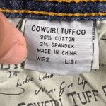 Cowgirl Tuff Co. Gold Dust Embroidered Sequin Trim Boot Cut Jeans Size 32x31 Blue Photo 8