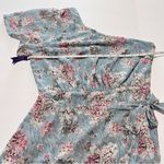 Lulus NWT  Way to Wow Dusty Blue‎ Floral One Shoulder Faux-Wrap Dress LARGE Photo 8