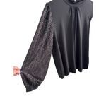 Cable & Gauge Black Mock Neck Top with Sequin Balloon Sleeves XL NWT Photo 3
