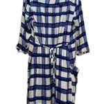 Anthropologie Maeve Devery Shirt Dress Small White Blue Plaid Bohemian Casual Photo 4