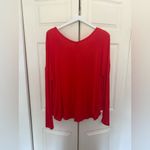 Free People  Orange Oversized V-Neck Ribbed Sleeve Flowy Top Size XS Photo 7