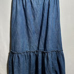 Vintage Union Label Blue Denim Midi Skirt Ruffle Cottage Prairie Boho‎ 6 Western Photo 0